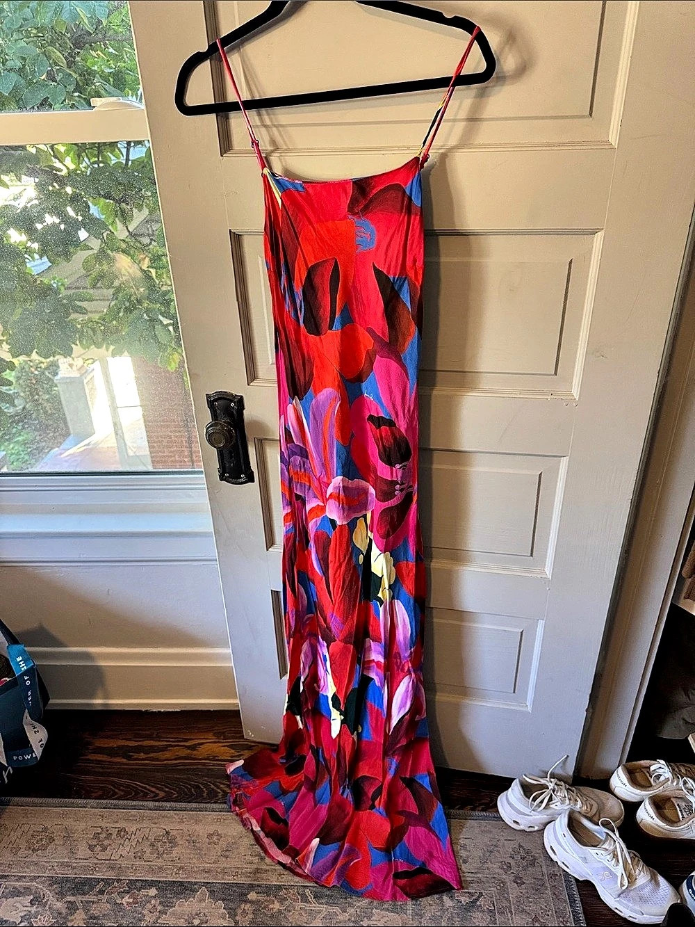 FARM Rio Abstract Print Maxi Dress in Red & Blue Size Medium